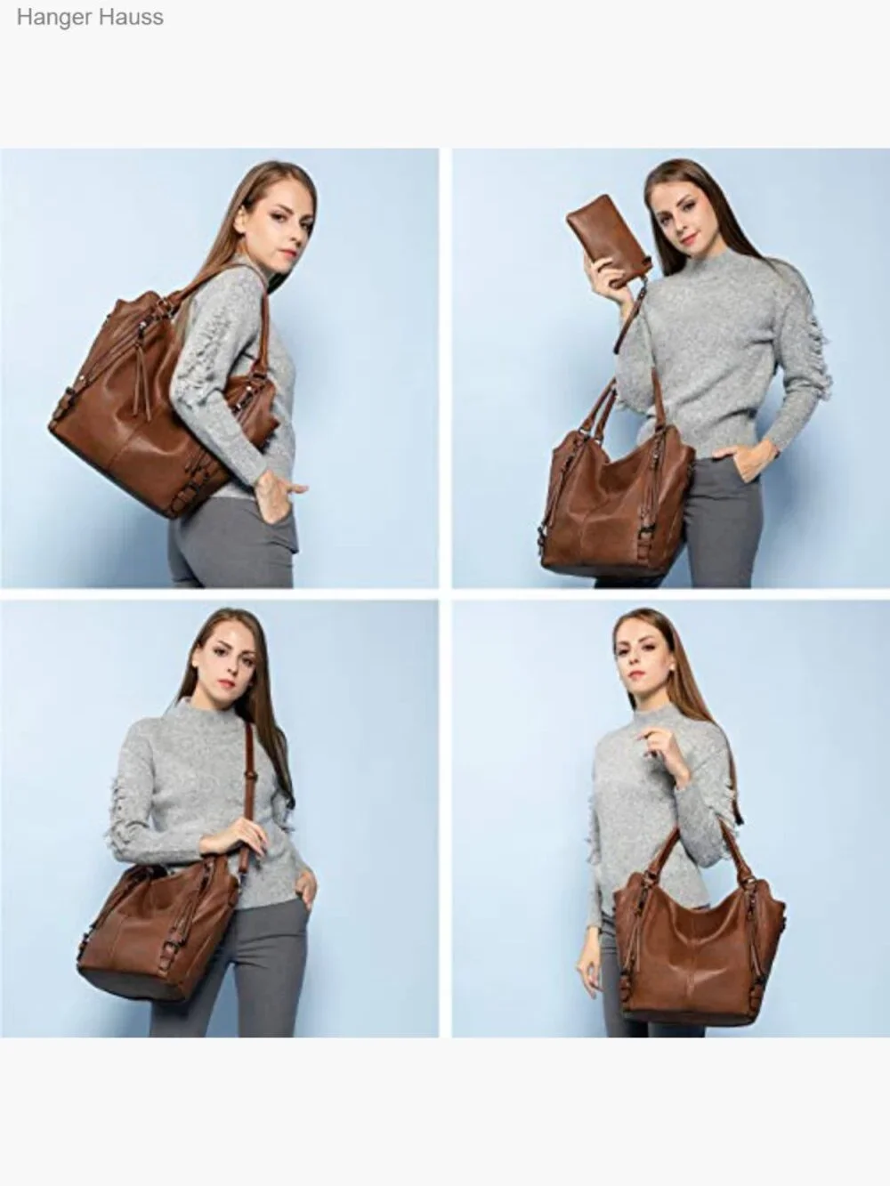 PU Leather Hobo Shoulder Bag Large Capacity Tote Purse